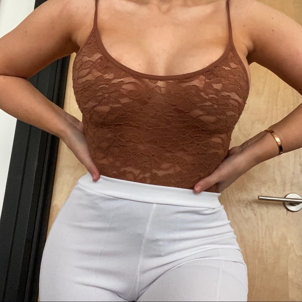 Brown lace one piece
